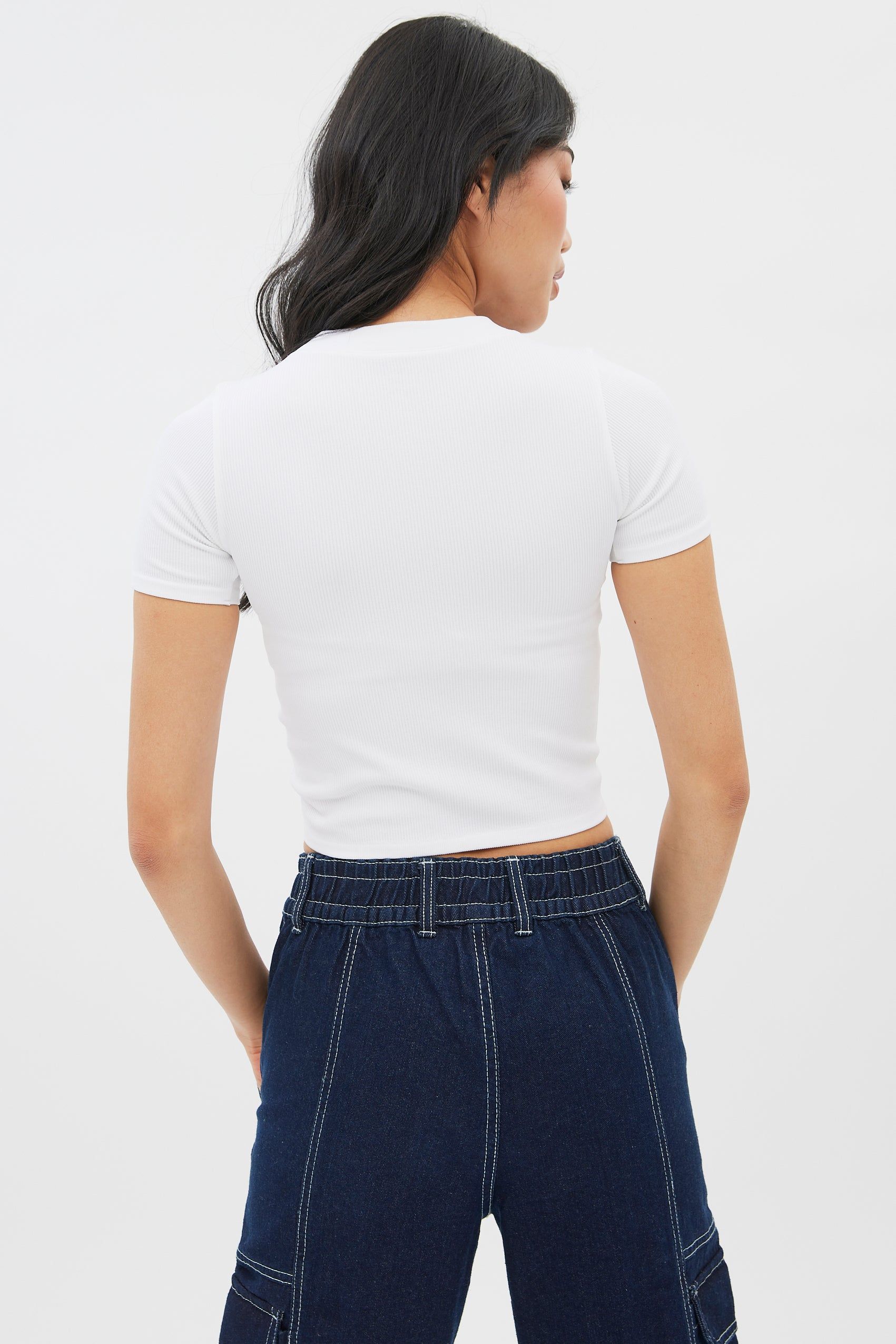 Seamless Ribbed Crew Neck Baby Tee sold by Bluenotes product image thumbnail 12