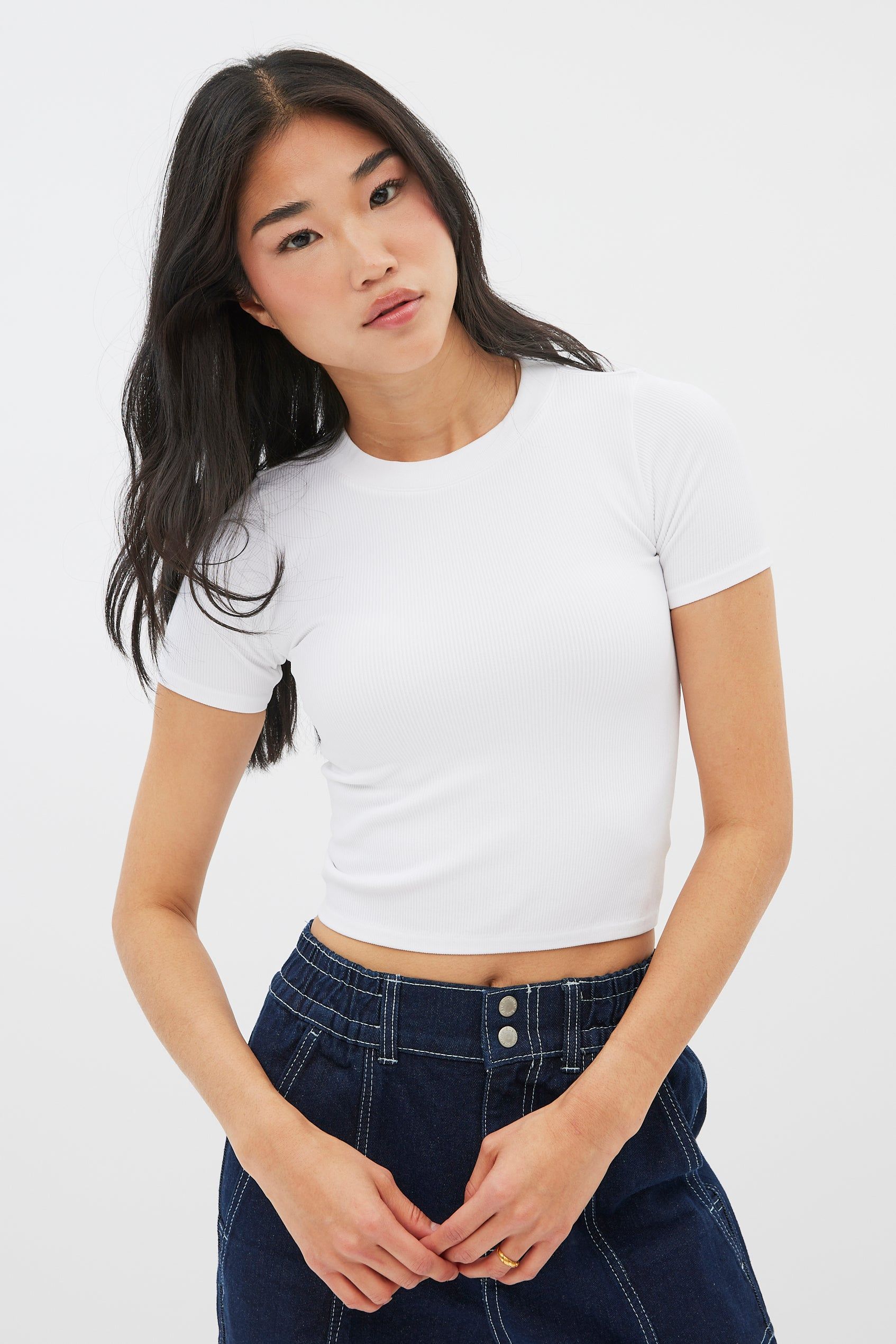 Seamless Ribbed Crew Neck Baby Tee sold by Bluenotes product image thumbnail 9