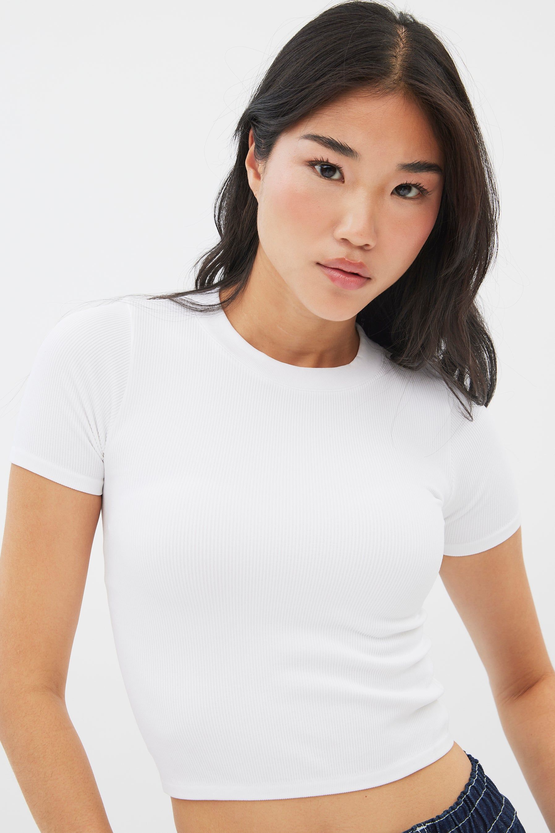 Seamless Ribbed Crew Neck Baby Tee sold by Bluenotes product image thumbnail 11