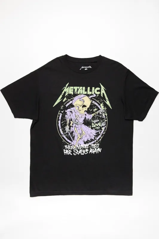 Metallica 1989 Their Money Tips Her Scales Again Graphic Boyfriend Tee sold by Bluenotes