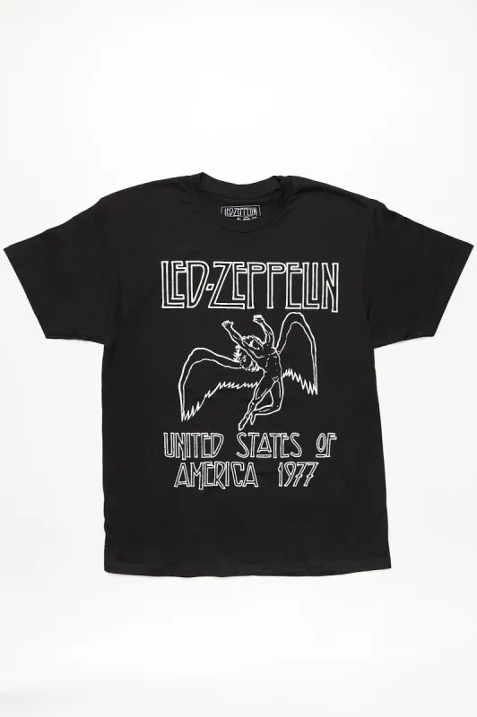 Led Zeppelin United States Of America 1977 Graphic Tee sold by Bluenotes