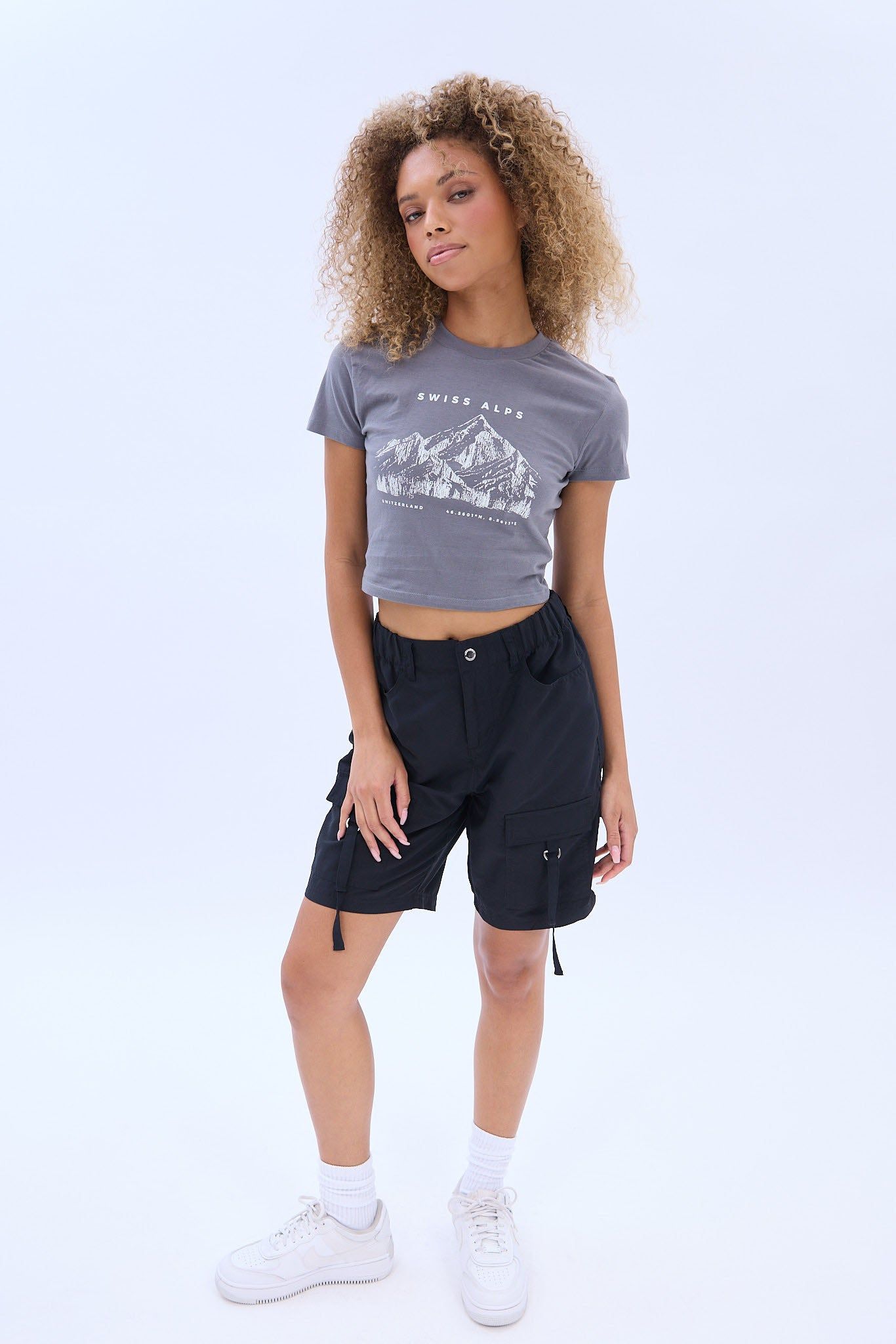 Swiss Alps Graphic Baby Tee sold by Bluenotes product image thumbnail 2