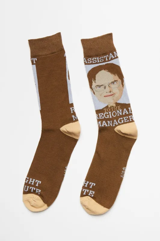 The Office Dwight Printed Crew Socks made by Bluenotes