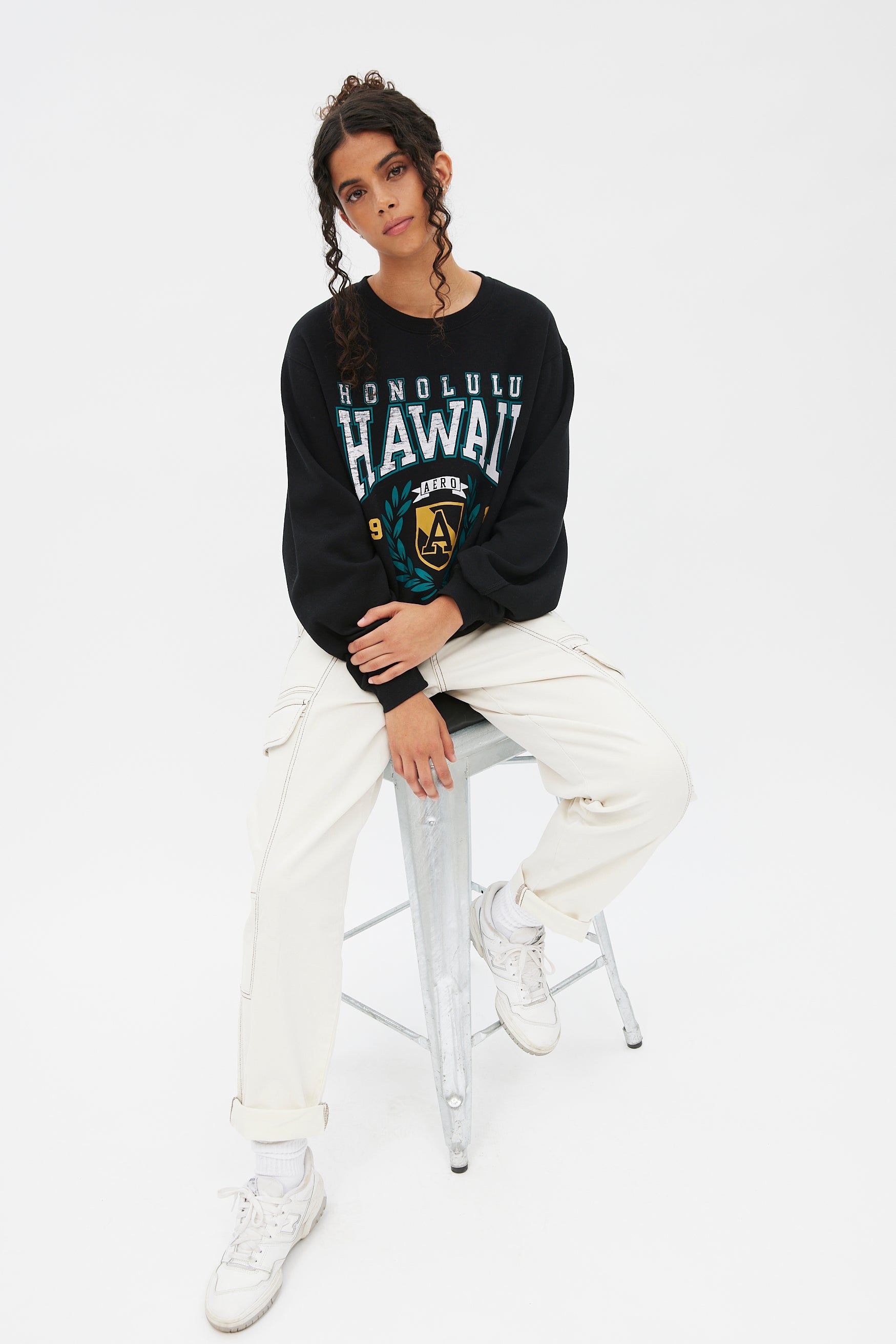 Hawaii Graphic Crew Neck Boyfriend Pullover Sweatshirt sold by Bluenotes product image thumbnail 2