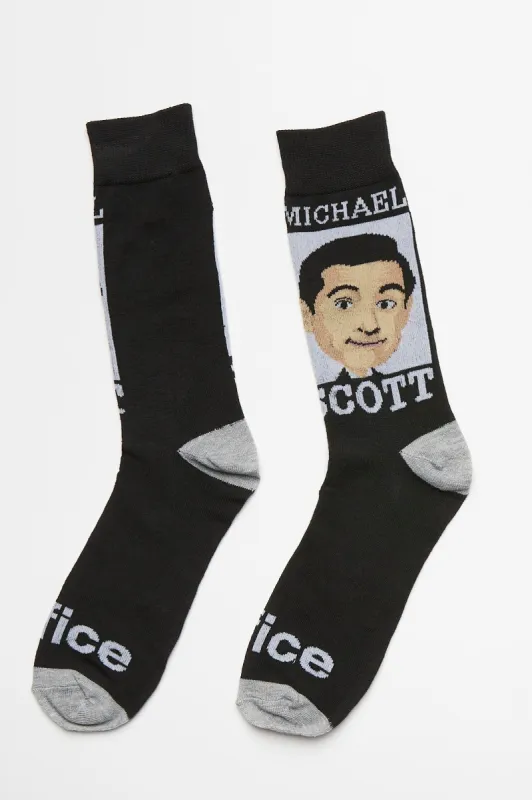 The Office Michael Scott Printed Crew Socks made by Bluenotes