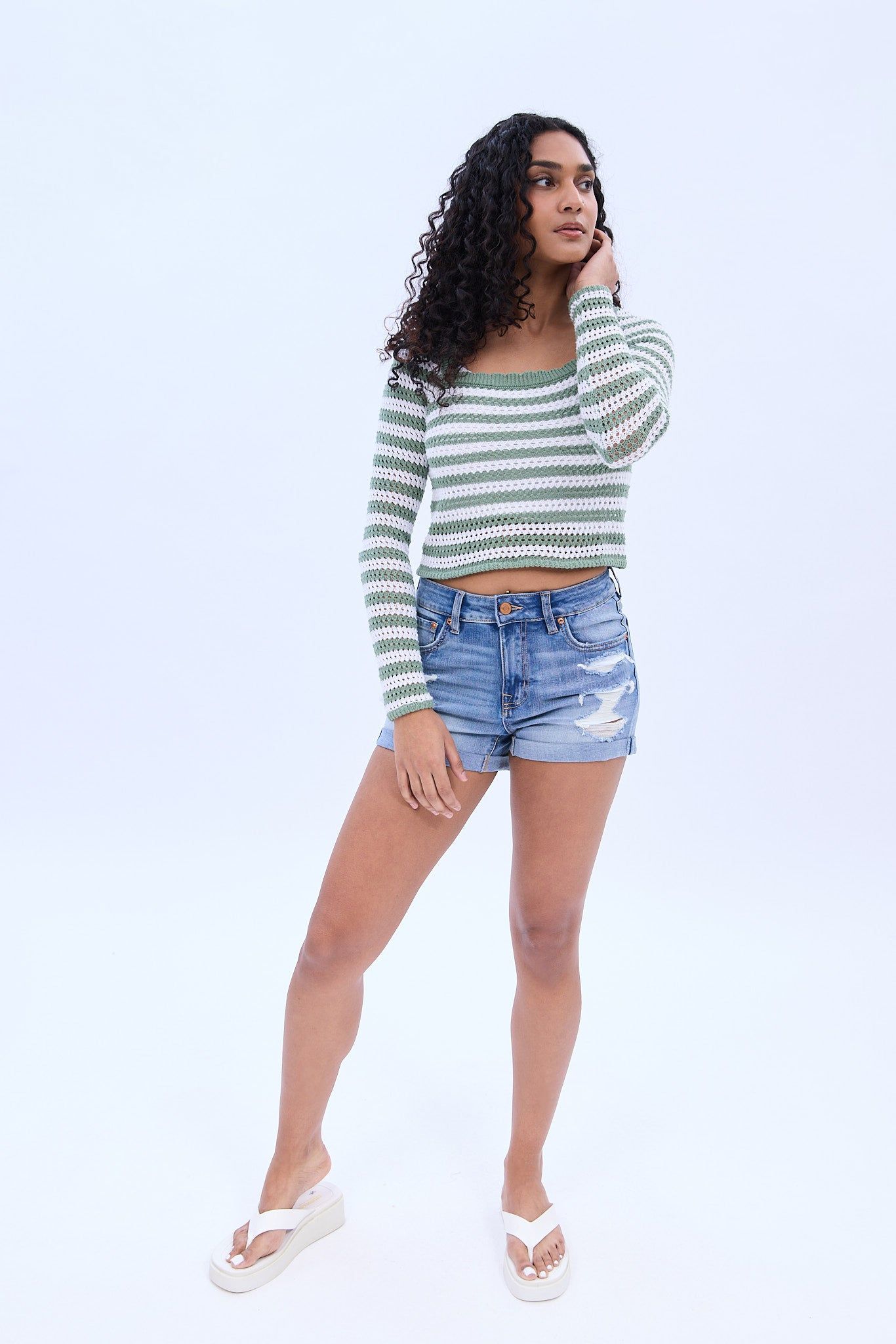 AERO High Rise Midi Denim Short sold by Bluenotes product image thumbnail 4