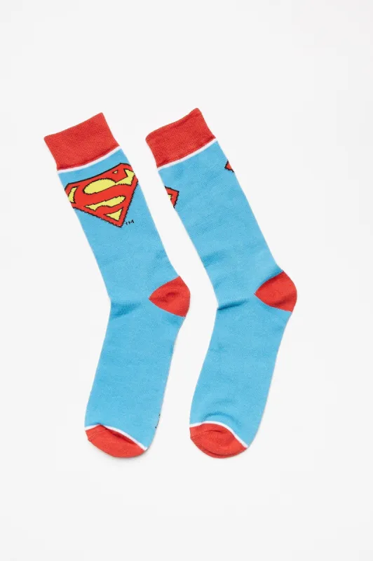 Superman Logo Printed Crew Socks made by Bluenotes