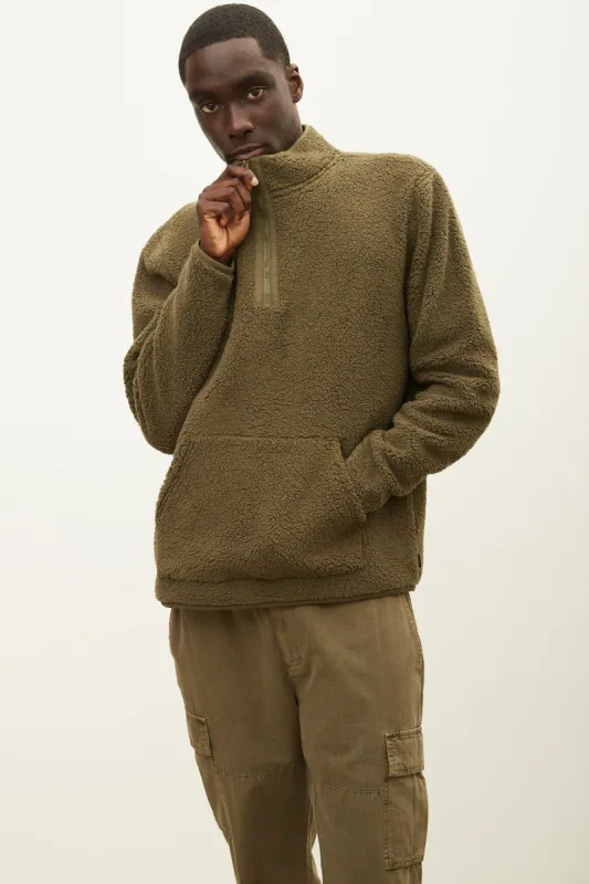 Hi-Pile Mock Neck Utility Pullover Sweatshirt made by Bluenotes