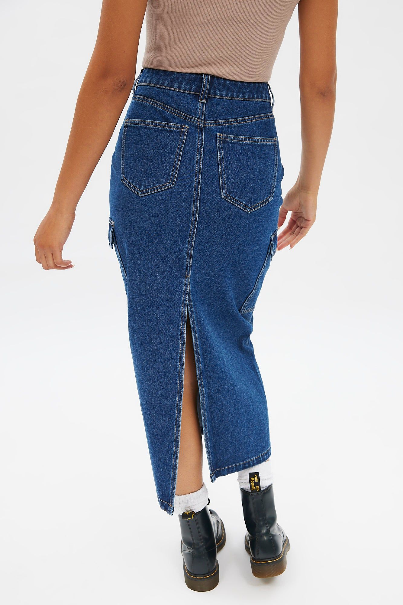 High Rise Denim Cargo Maxi Skirt sold by Bluenotes product image thumbnail 4