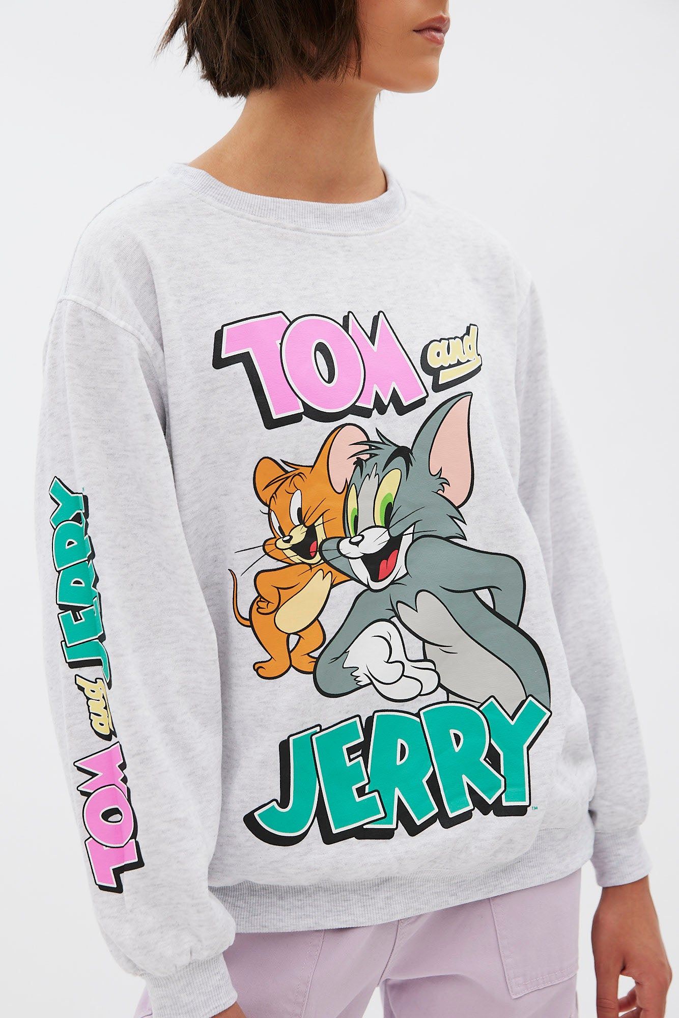 Tom And Jerry Graphic Oversized Crew Neck Sweatshirt sold by Bluenotes product image thumbnail 3