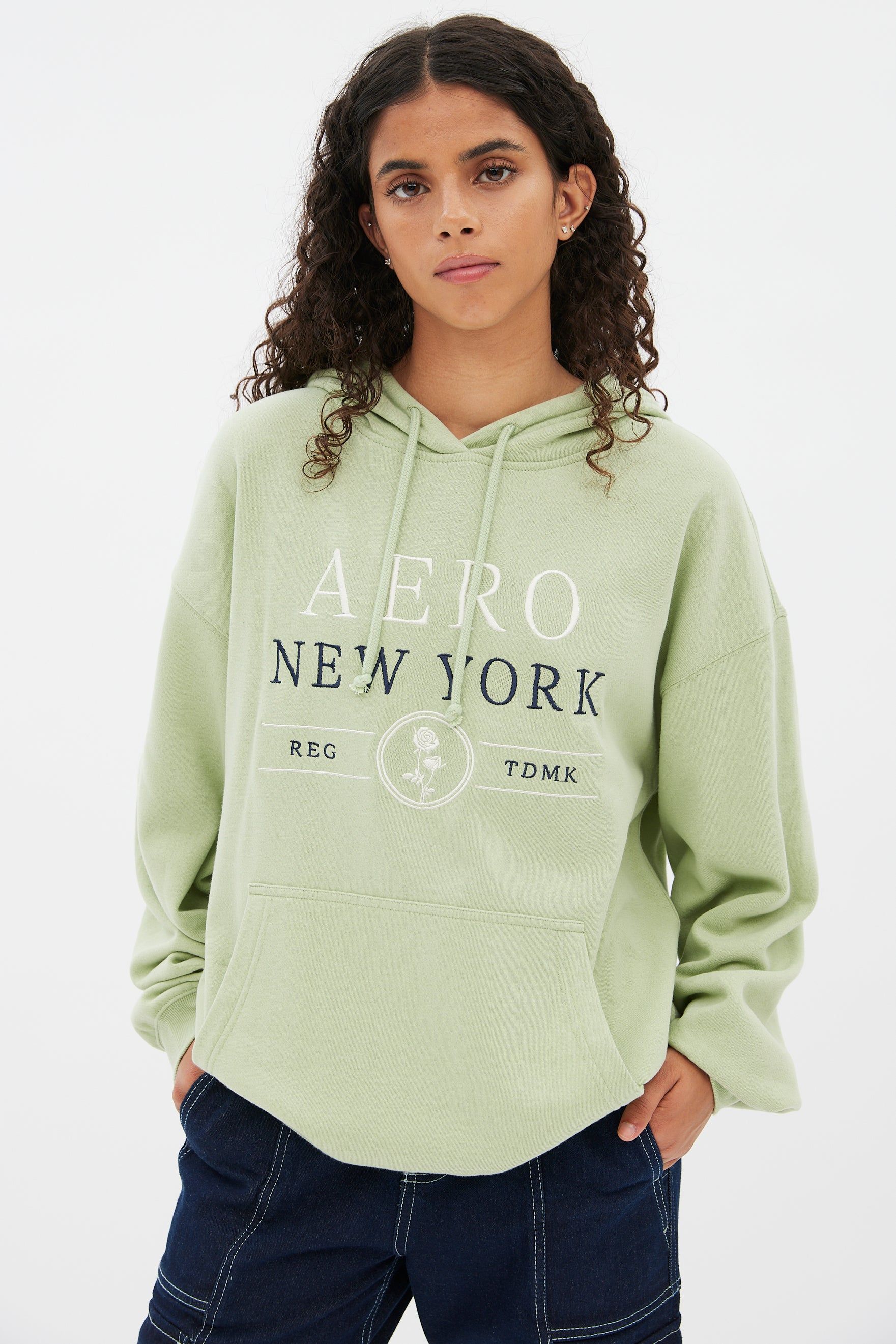 AERO NYC Graphic Boyfriend Pullover Hoodie sold by Bluenotes