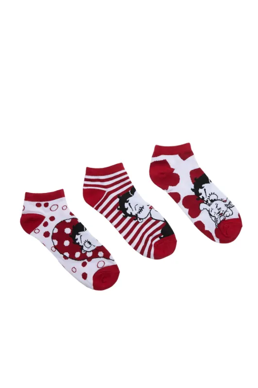 Betty Boop Printed Ankle Socks 3-Pack made by Bluenotes