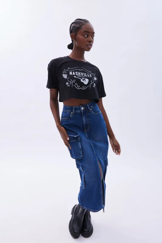 AERO High Rise Cargo Maxi Skirt sold by Bluenotes