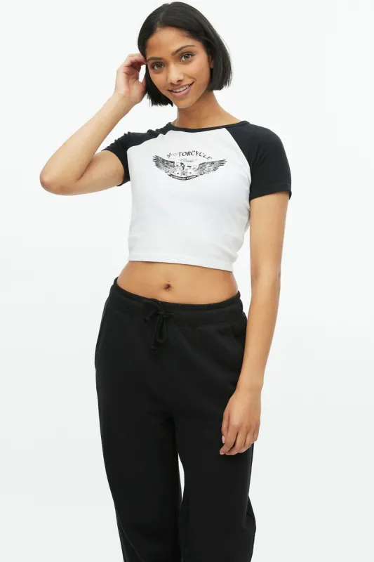 Motorcycle Wings Graphic Raglan Sleeve Baby Tee sold by Bluenotes