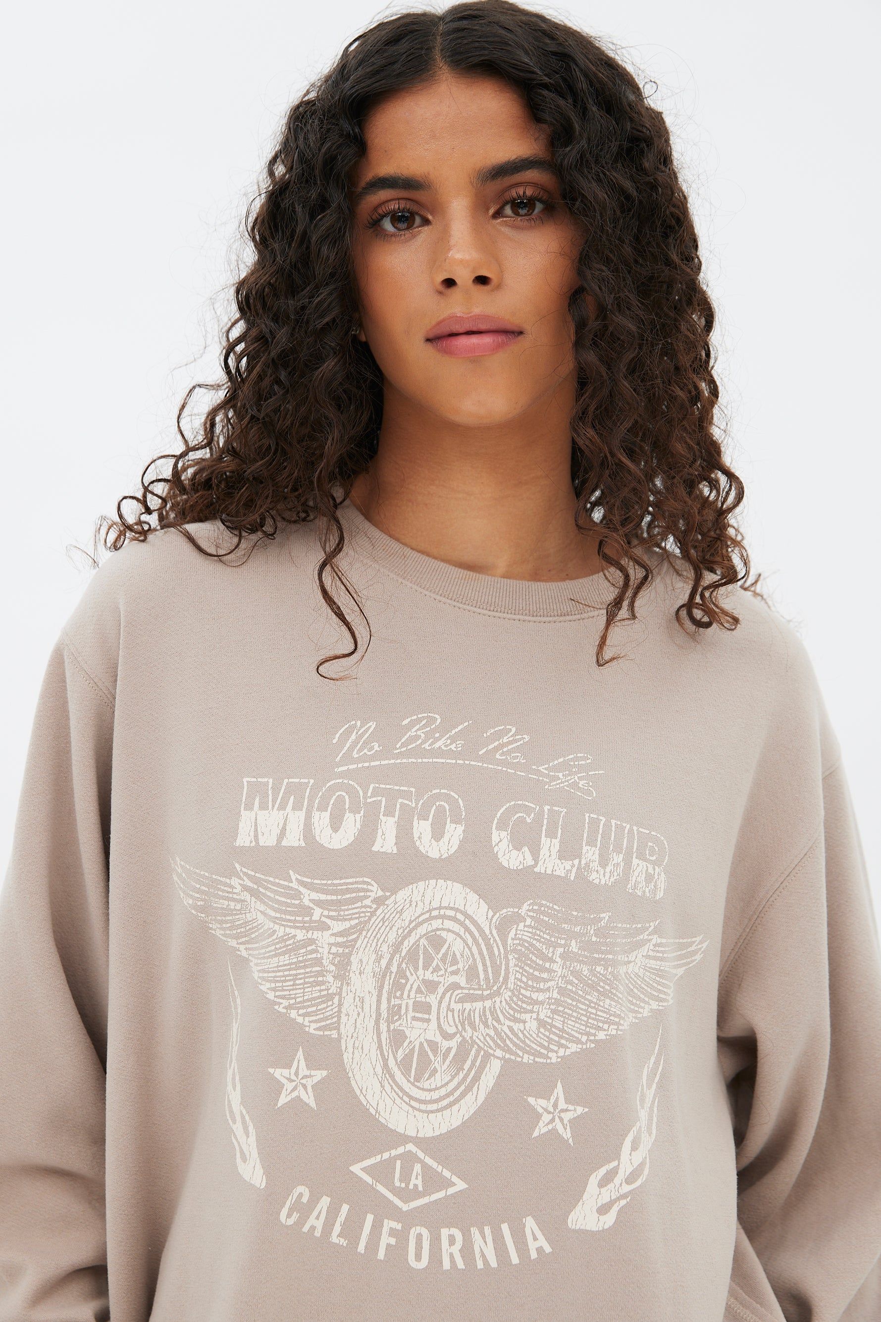 Moto Club Graphic Crew Neck Boyfriend Pullover Sweatshirt sold by Bluenotes product image thumbnail 3