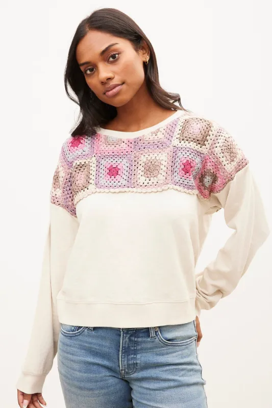 Long Sleeve Crochet Yoke Pullover Sweater sold by Bluenotes