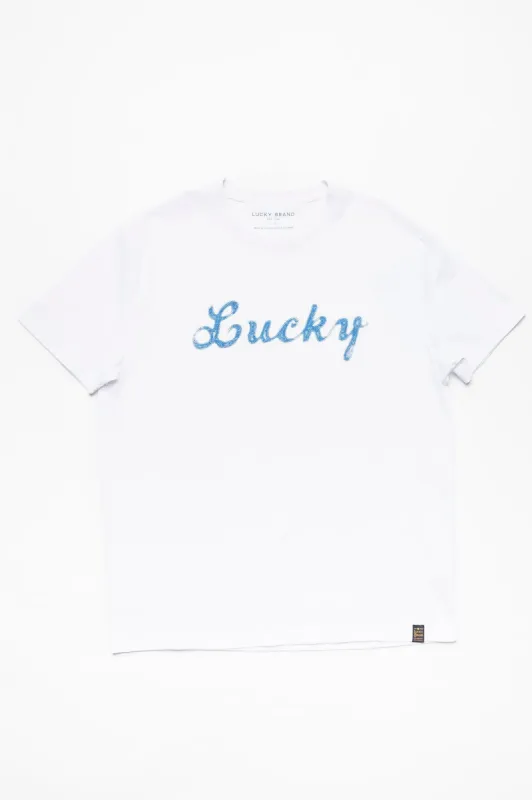 Lucky Brand Vintage Script Logo Tri-Blend Tee sold by Bluenotes