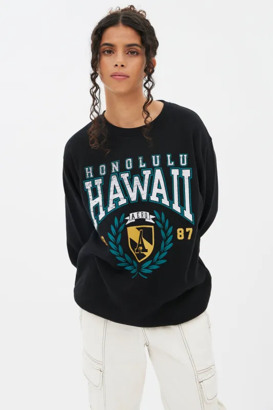Hawaii Graphic Crew Neck Boyfriend Pullover Sweatshirt sold by Bluenotes
