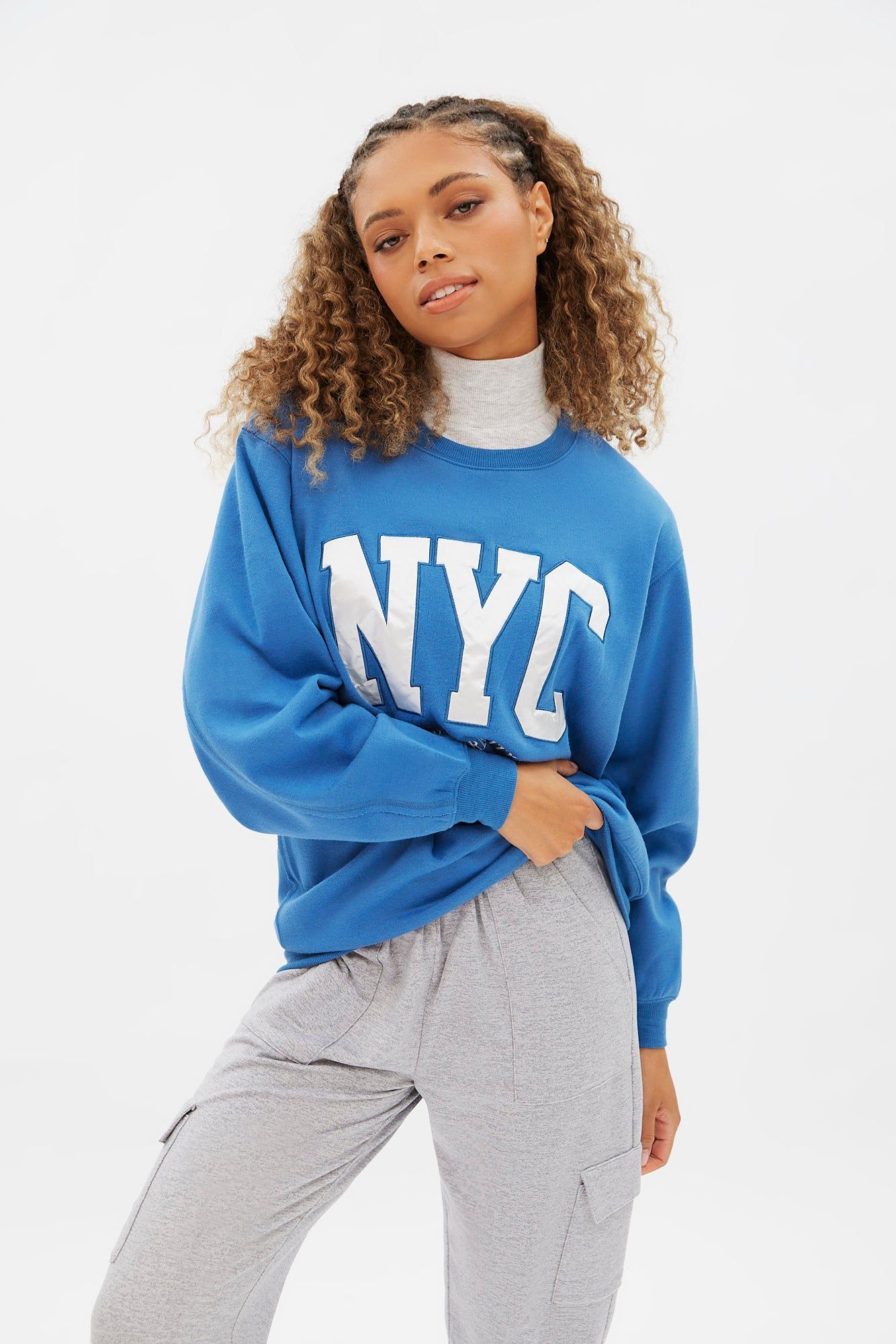 Graphic Crew Neck Oversized Pullover Sweatshirt sold by Bluenotes product image thumbnail 5