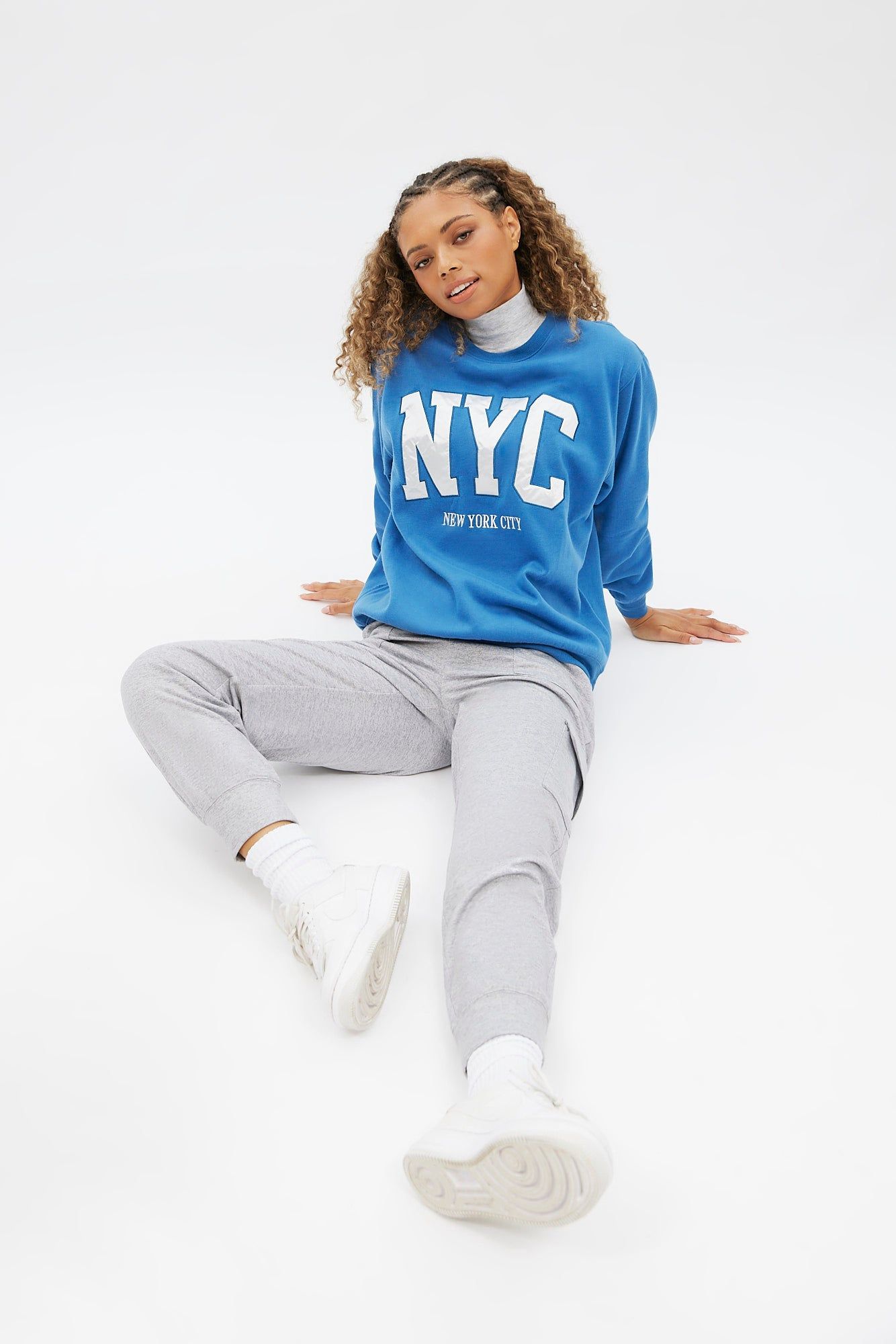 Graphic Crew Neck Oversized Pullover Sweatshirt sold by Bluenotes product image thumbnail 7