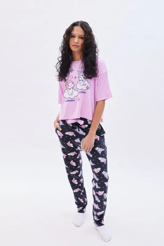 Hello Kitty Cloud Printed Velour Pajama Set sold by Bluenotes