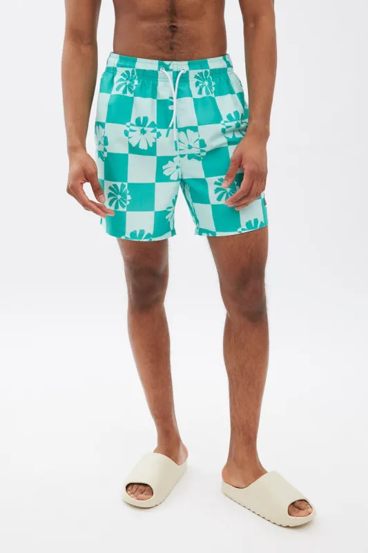 AERO Check Print Swim Short sold by Bluenotes