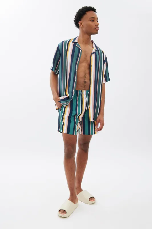 AERO Striped Print Swim Short sold by Bluenotes