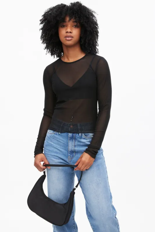 Mesh Long Sleeve Crew Neck Top sold by Bluenotes