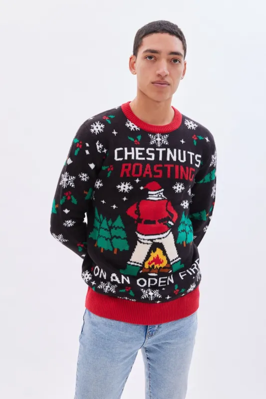 Chestnuts Roasting On An Open Fire Graphic Crew Neck Sweater sold by Bluenotes