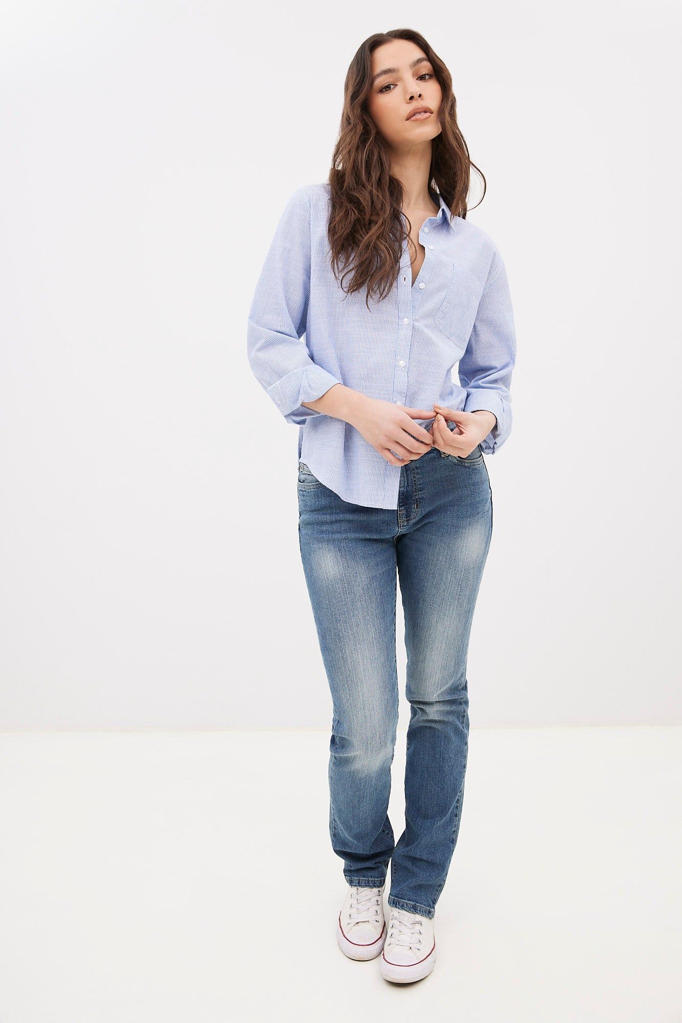 Long Sleeve Striped Boyfriend Shirt sold by Bluenotes product image thumbnail 2