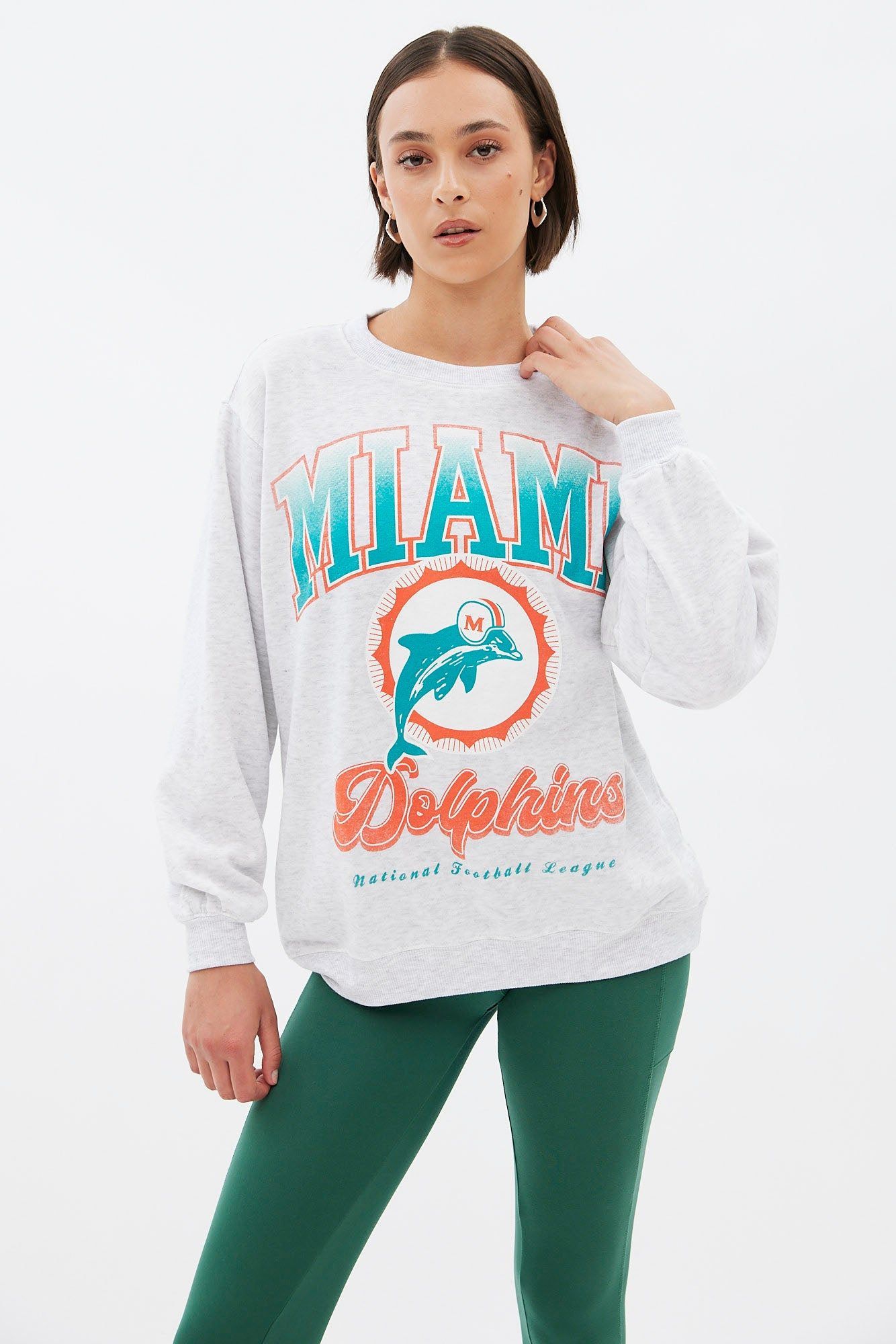 Miami Dolphins Graphic Oversized Crew Neck Sweatshirt sold by Bluenotes