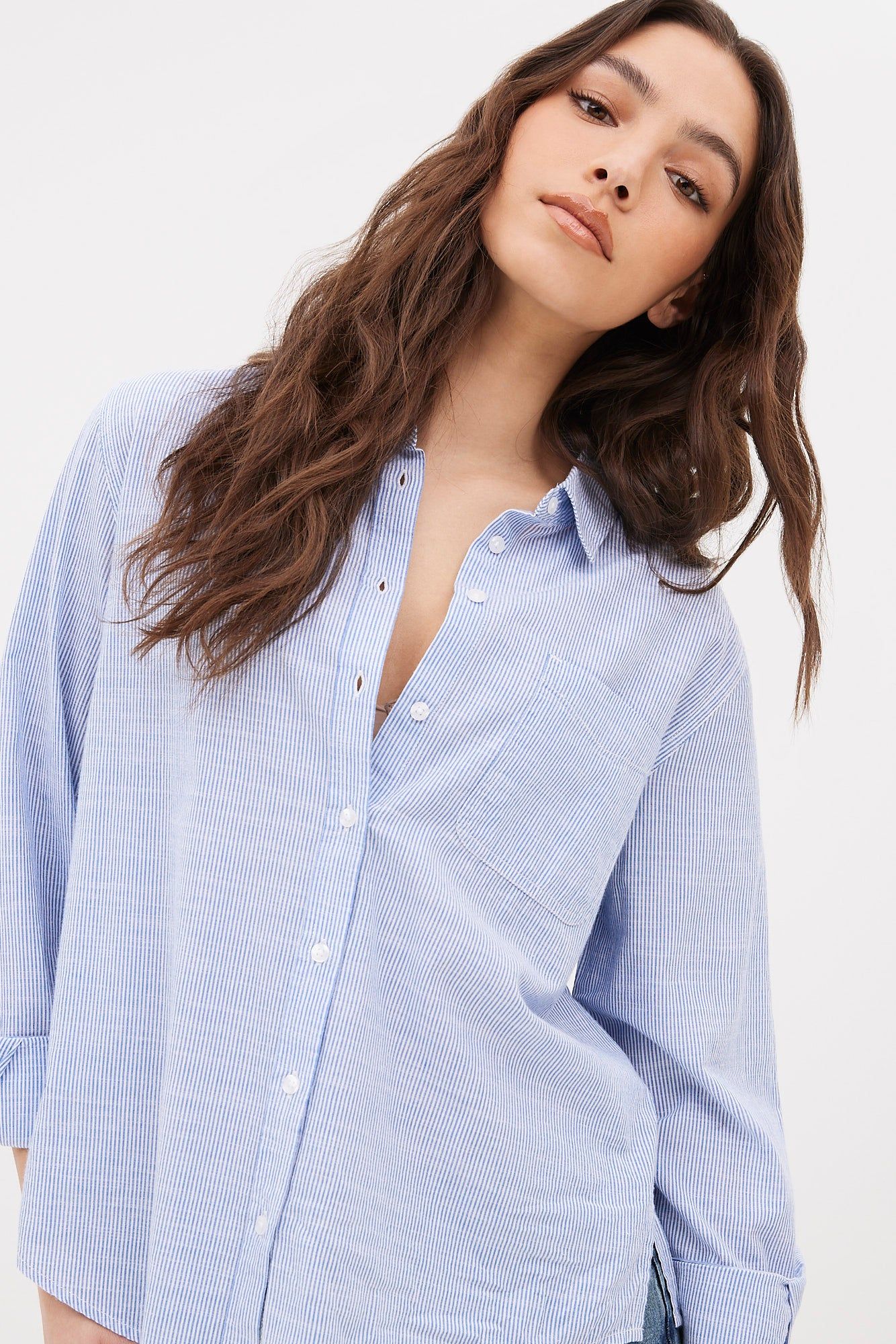 Long Sleeve Striped Boyfriend Shirt sold by Bluenotes product image thumbnail 3