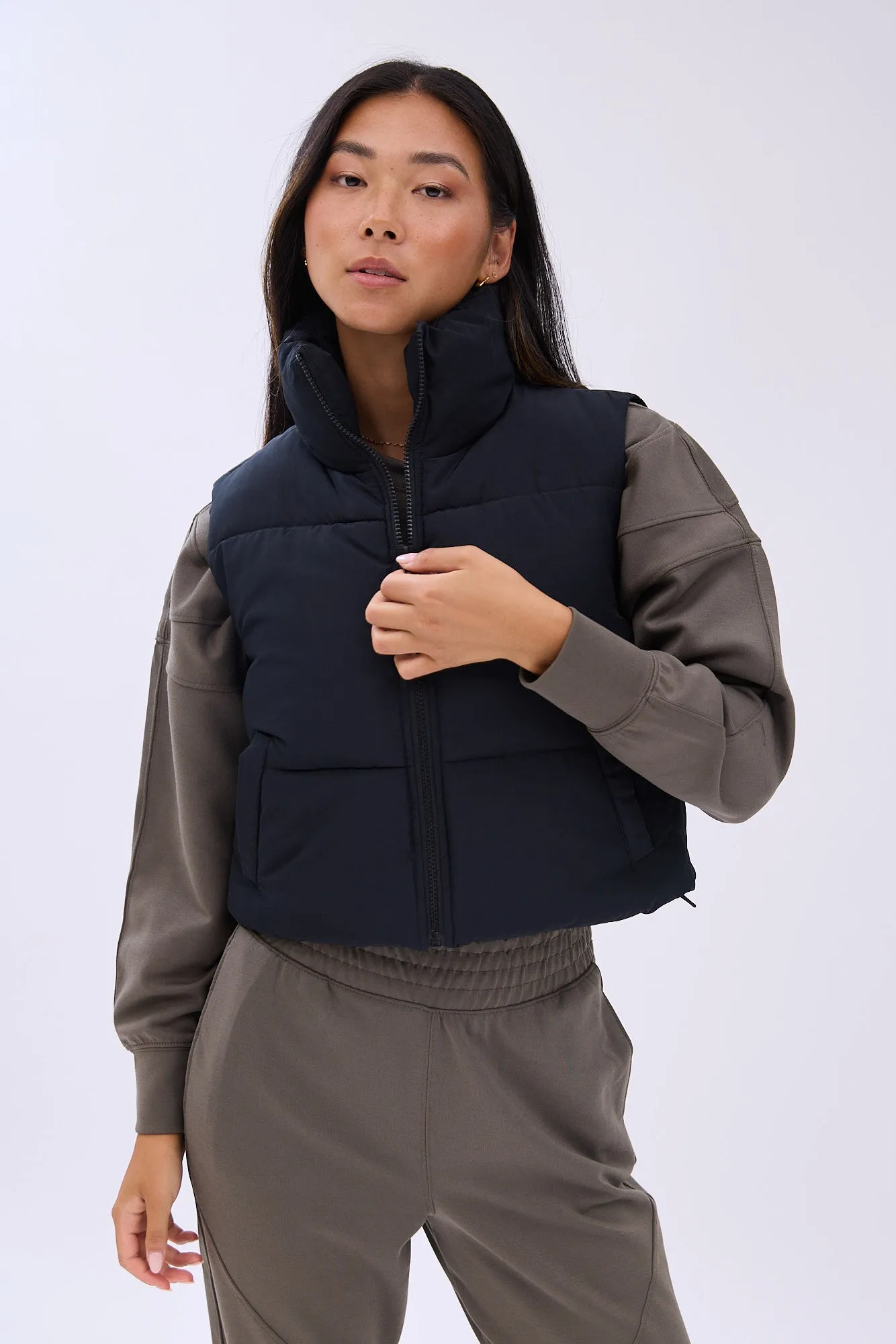 AERO Zip-Up Cropped Puffer Vest sold by Bluenotes