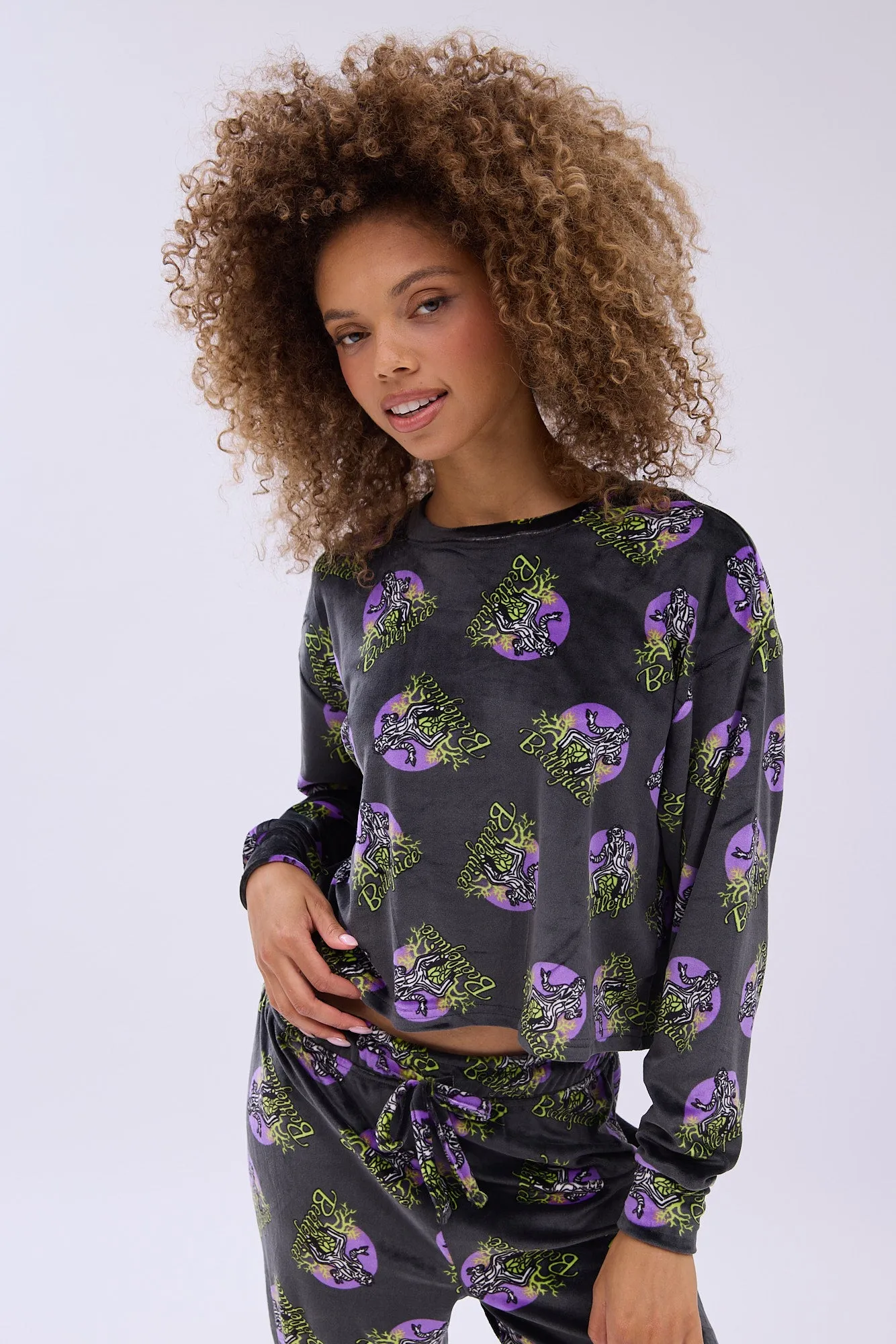Beetlejuice Printed Velour Pajama Jogger And Tee Set sold by Bluenotes product image thumbnail 2