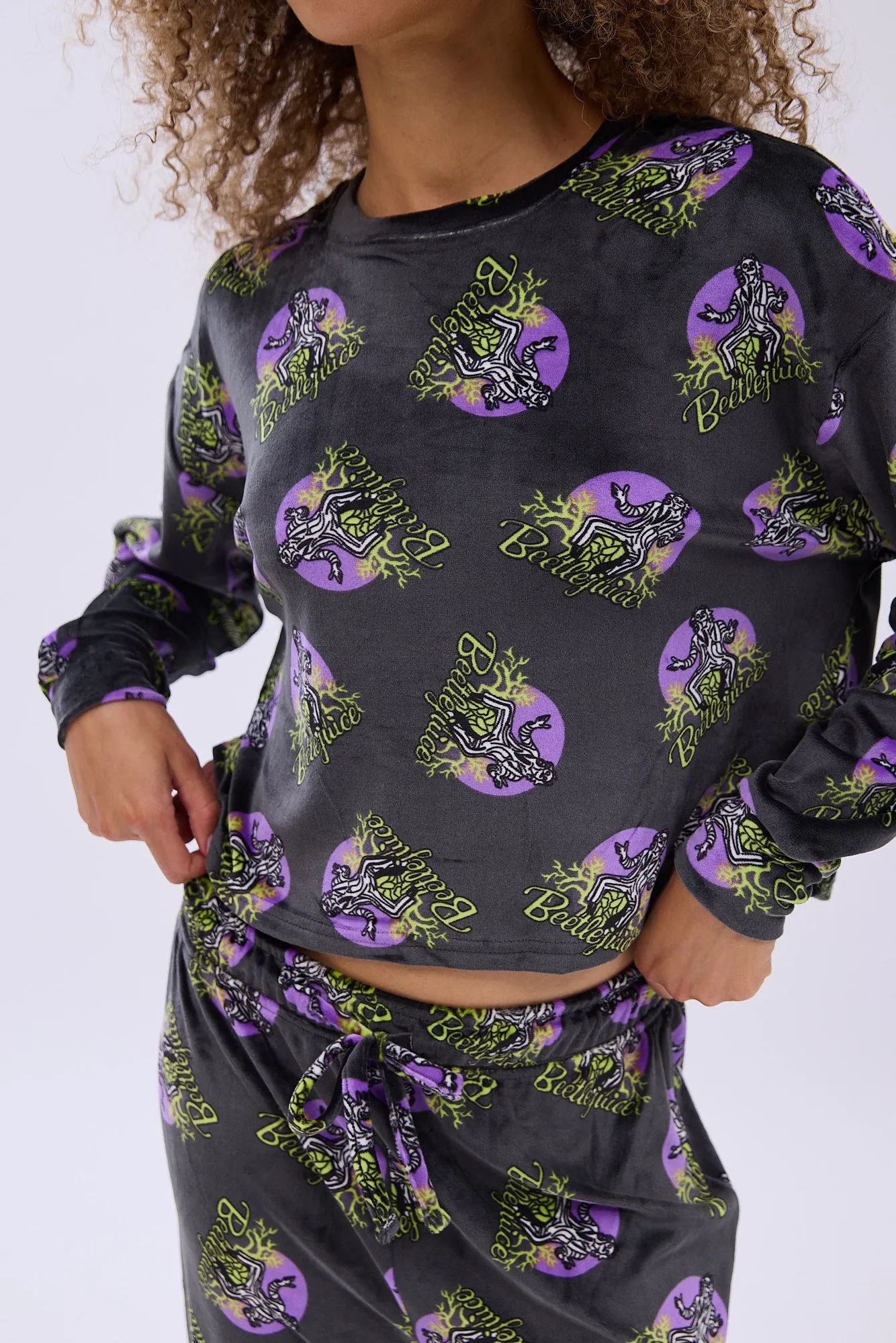 Beetlejuice Printed Velour Pajama Jogger And Tee Set sold by Bluenotes product image thumbnail 3