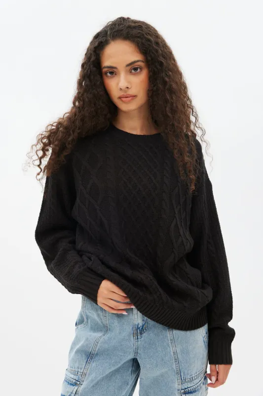 Cable Knit Crew Neck Pullover Sweater sold by Bluenotes
