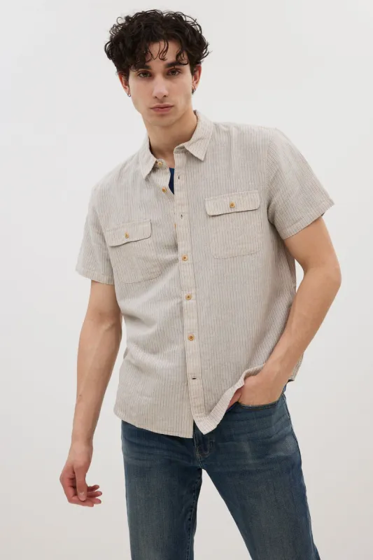 Linen Striped Short Sleeve Shirt sold by Bluenotes