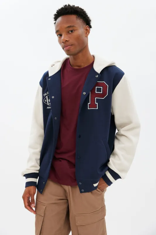 Varsity Fleece Hooded Bomber Jacket sold by Bluenotes