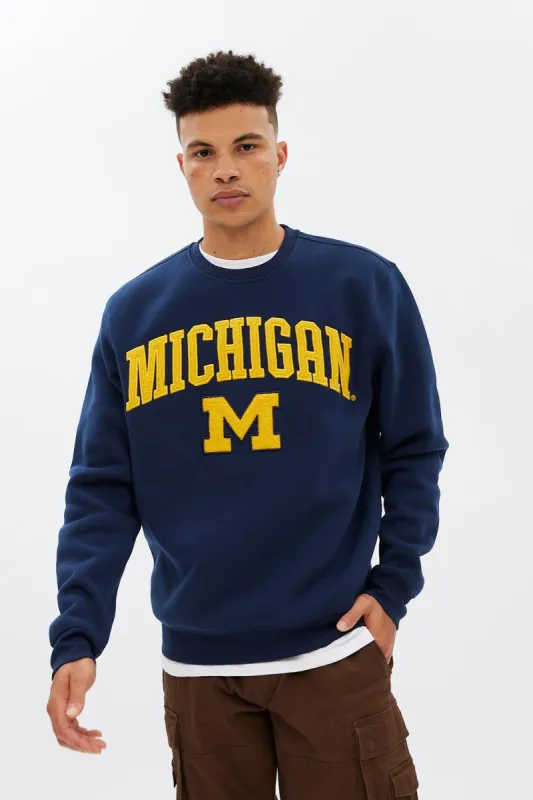 Michigan Embroidered Crew Neck Pullover Sweatshirt sold by Bluenotes