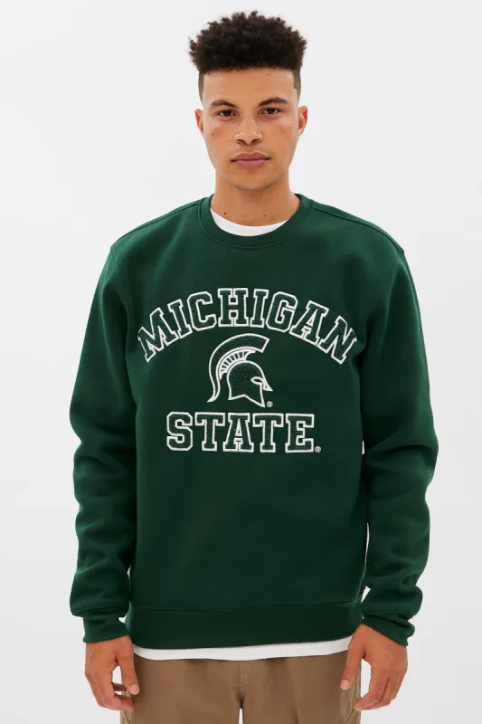 Michigan State Embroidered Crew Neck Pullover Sweatshirt sold by Bluenotes