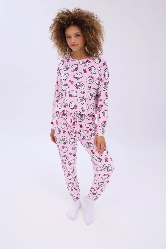 Hello Kitty Printed Velour Pajama Jogger And Tee Set sold by Bluenotes