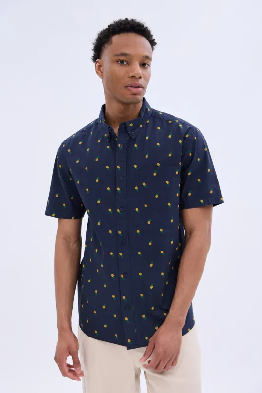 Pineapples Printed Short Sleeve Poplin Shirt sold by Bluenotes