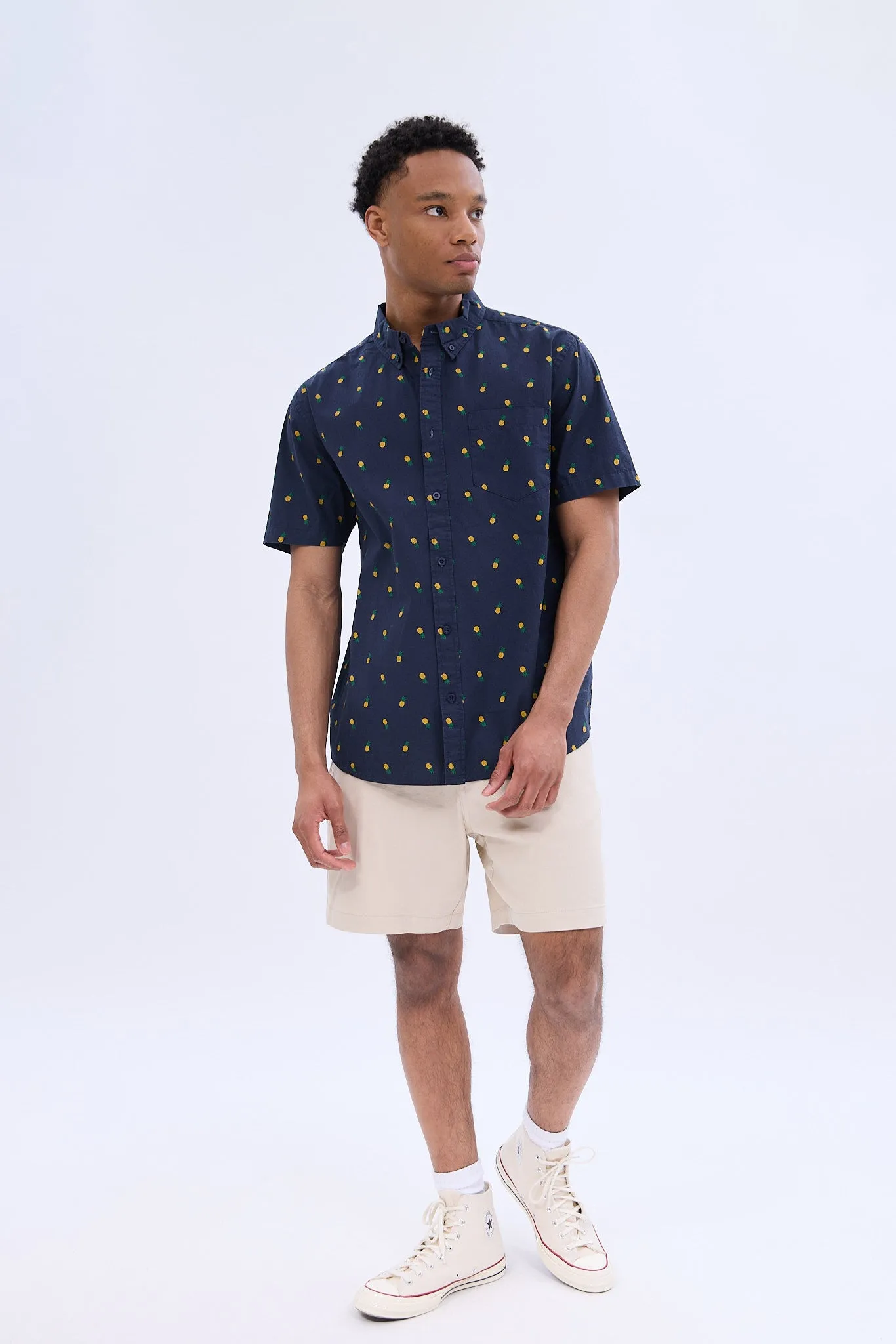 Pineapples Printed Short Sleeve Poplin Shirt sold by Bluenotes product image thumbnail 4