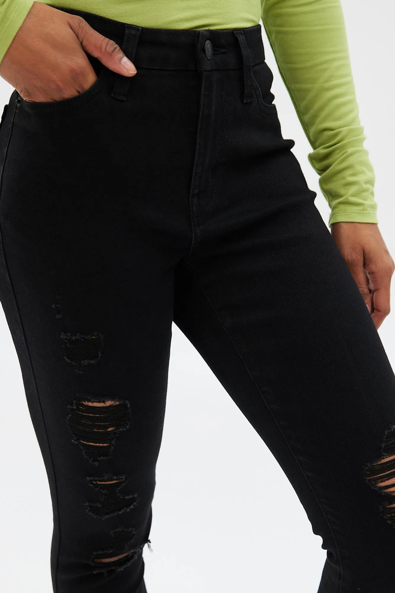 AERO Seriously Stretchy High Rise Distressed Curvy Jegging sold by Bluenotes product image thumbnail 4