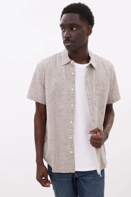 Lucky Brand Linen Striped Short Sleeve Shirt sold by Bluenotes