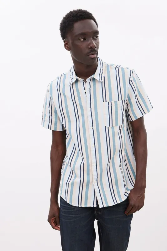 Lucky Brand Linen Striped Short Sleeve Shirt sold by Bluenotes