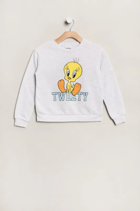Girls' Tweety The Bird Graphic Crew Neck Sweatshirt sold by Bluenotes