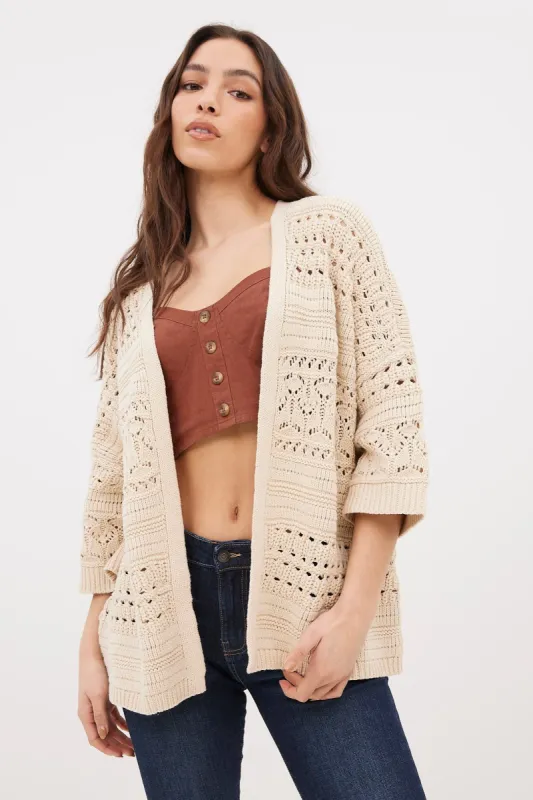 Open Front Crochet Cardigan sold by Bluenotes