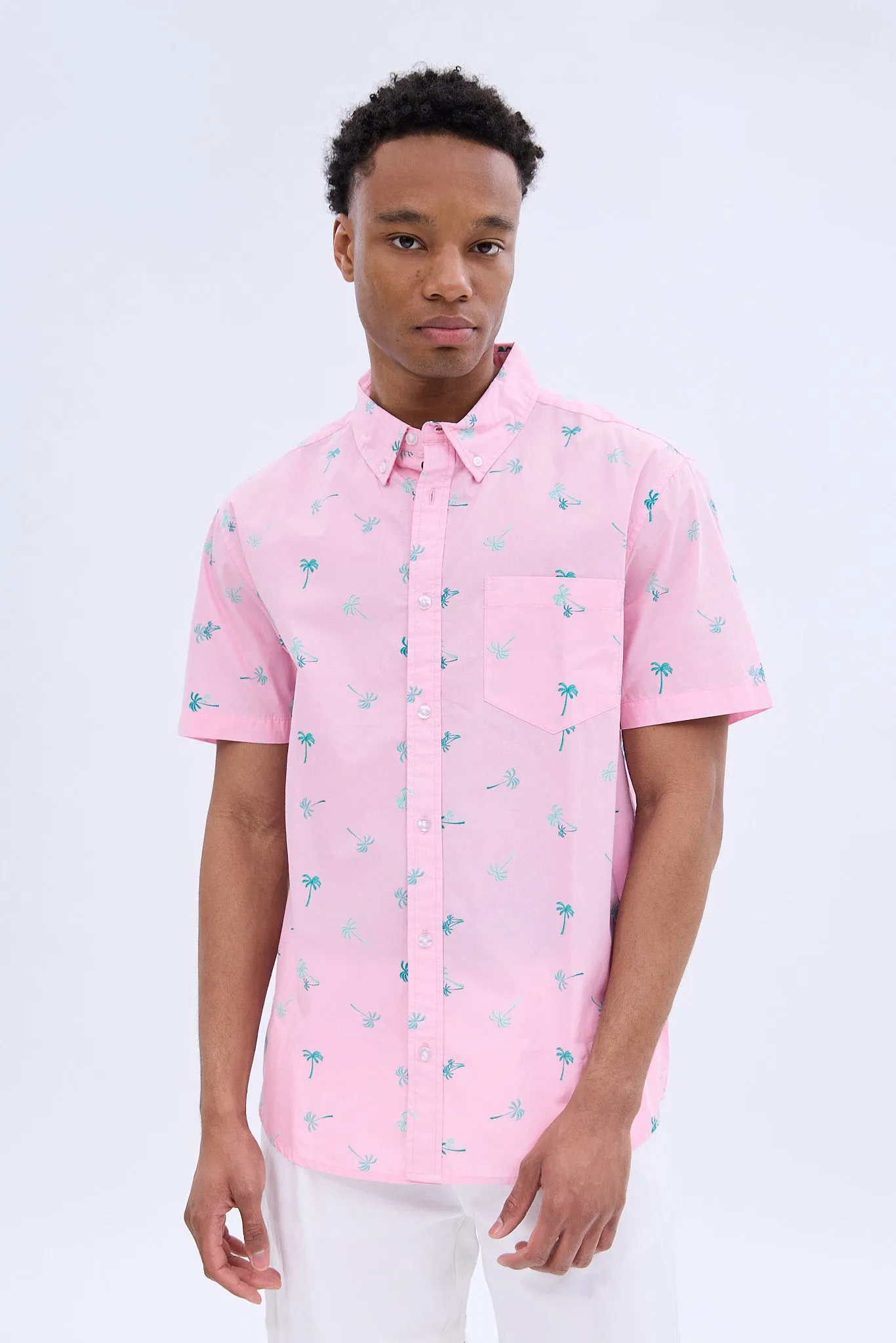 Palms Printed Short Sleeve Poplin Shirt sold by Bluenotes