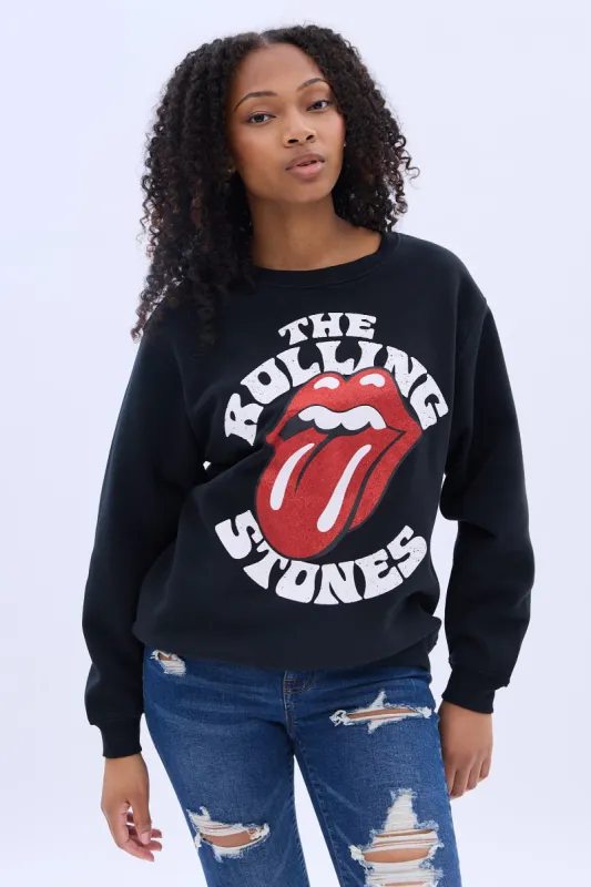 The Rolling Stones Glitter Graphic Crew Neck Sweatshirt sold by Bluenotes